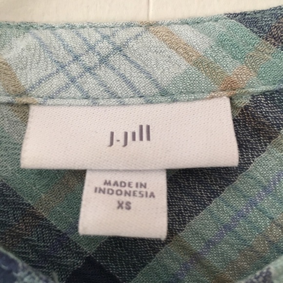 J JILL Plaid Button-Front Shirttail Tunic Top Size XS - Picture 8 of 14